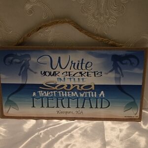 Mermaid Wall Sign - Blue Beach Nautical Decor